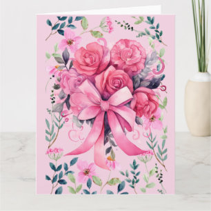 Pink Ribbon Brustkrebs Bewusstsein mit Blume Karte