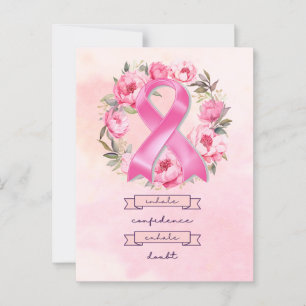Pink Ribbon Brustkrebs Bewusstsein mit Blume Postkarte