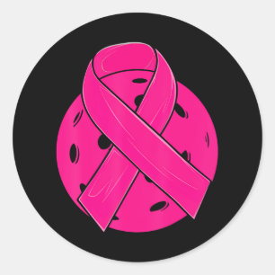 Pink Ribbon Brustkrebs Bewusstsein Pickleball Runder Aufkleber