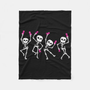 Pink Ribbon Brustkrebs Bewusstsein Skeletton Danci Fleecedecke