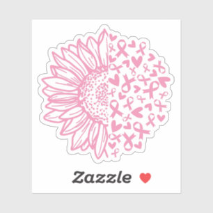 Pink Ribbon Brustkrebs Bewusstsein Sonnenblume Aufkleber