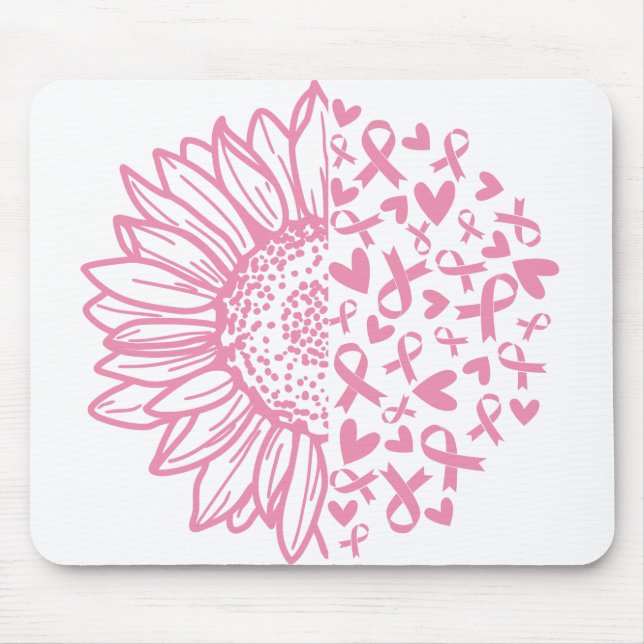 Pink Ribbon Brustkrebs Bewusstsein Sonnenblume Mousepad (Vorne)