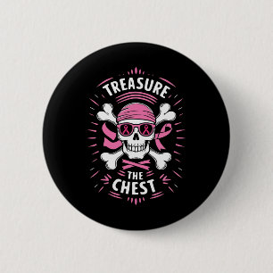 Pink Ribbon Brustkrebs Pirate Schatz Die Schere Button