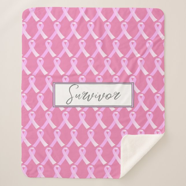 Pink Ribbon Brustkrebs Überlebende Sherpa Blanket Sherpadecke (Vorderseite)