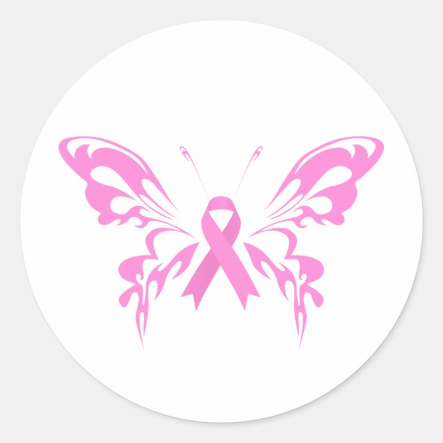 Pink Ribbon Butterfly Brustkrebs | Aufkleber (Vorderseite)