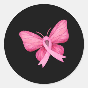 Pink Ribbon Butterfly Brustkrebs Bewusstsein Runder Aufkleber