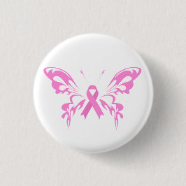 Pink Ribbon Butterfly Brustkrebs | Schaltfläche Bu Button