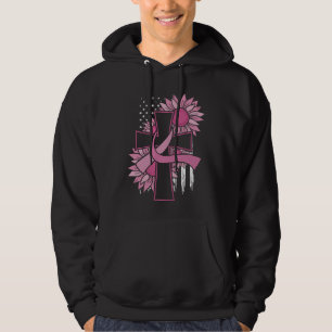Pink Ribbon Cross Sonnenblumen Brustkrebs Faith Hoodie