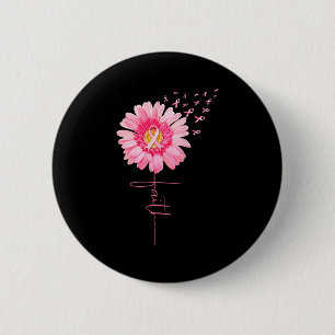Pink Ribbon Daisy Faith - Brustkrebs-Bewusstsein Button