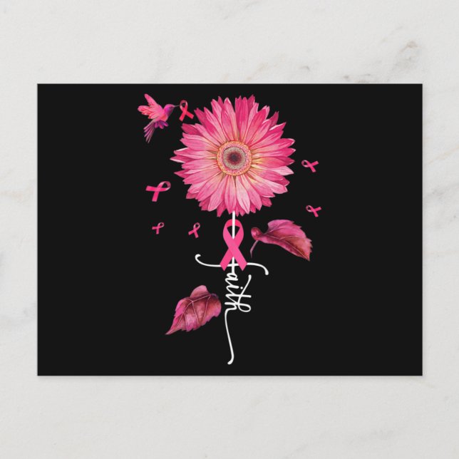 Pink Ribbon Daisy Faith - Brustkrebs-Bewusstsein Postkarte (Vorderseite)