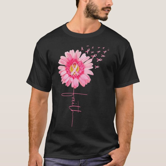 Pink Ribbon Daisy Faith - Brustkrebs-Bewusstsein T-Shirt (Vorderseite)