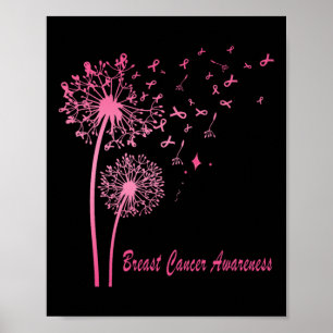 Pink Ribbon Dandelion Brustkrebs Bewusstsein Männe Poster