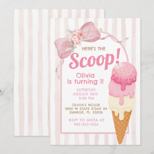 Pink Ribbon Eis Geburtstag Einladung