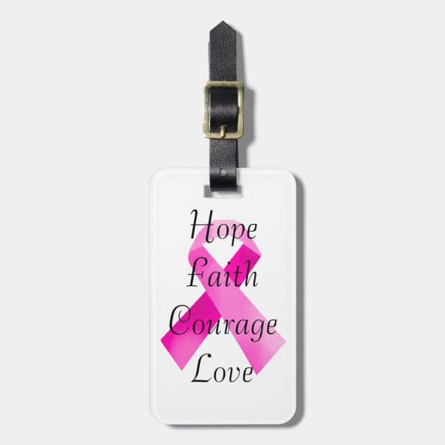 Pink Ribbon Faith Luggage Tag Gepäckanhänger (Vorderseite vertikal)