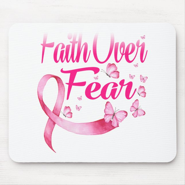 Pink Ribbon Faith T-Shirt Brustkrebs Überleben Mousepad (Vorne)