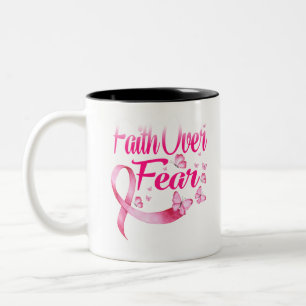 Pink Ribbon Faith T-Shirt Brustkrebs Überleben Zweifarbige Tasse