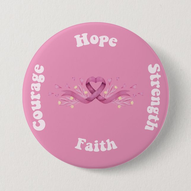 Pink Ribbon Frauen Krebs Bewusstsein Brustkrebs Button (Vorderseite)