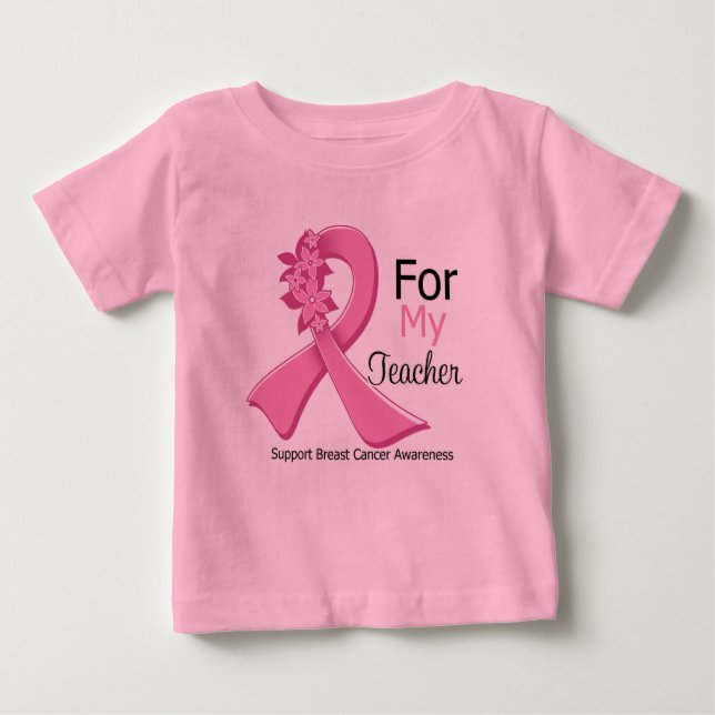 Pink Ribbon für meinen Lehrer - Brustkrebs Baby T-shirt (Vorderseite)