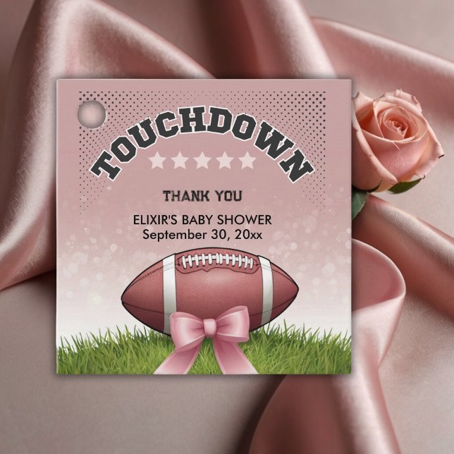 Pink Ribbon Fußball Touchdown Baby Dusche Geschenkanhänger (Von Creator hochgeladen)