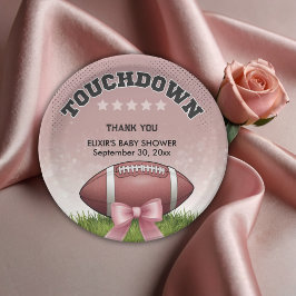 Pink Ribbon Fußball Touchdown Baby Dusche Pappteller