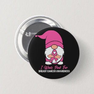 Pink Ribbon Gnome Brustkrebs Bewusstsein Button
