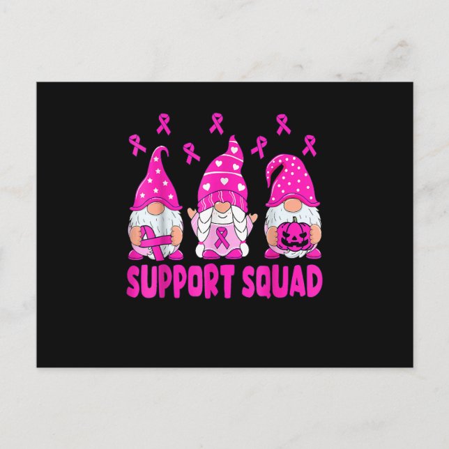 Pink Ribbon Gnomes unterstützen Squad Breast Cance Ankündigungspostkarte (Vorderseite)