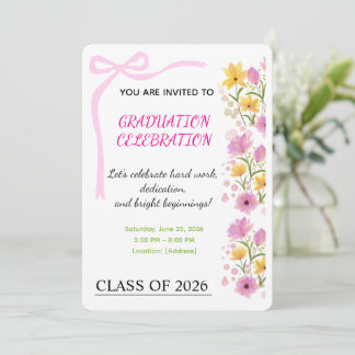 Pink Ribbon Graduation Party Invitation Einladung