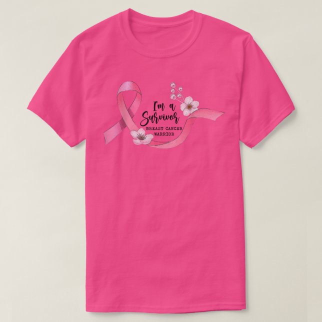 Pink Ribbon Herz Ich bin ein Überlebender Breastkr T-Shirt (Design vorne)
