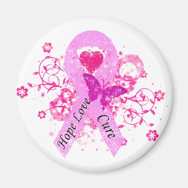 Pink Ribbon Hope Liebe Heilung Magnet (Vorne)