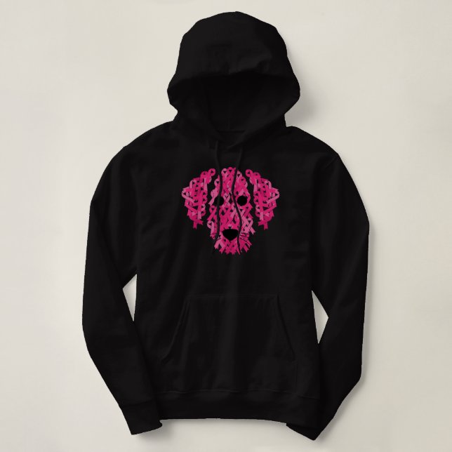Pink Ribbon Hund Inspiration Brustkrebs Awaren Hoodie (Design vorne)