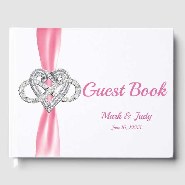 Pink Ribbon Infinity Heart Wedbook Gästebuch (Vorderseite)