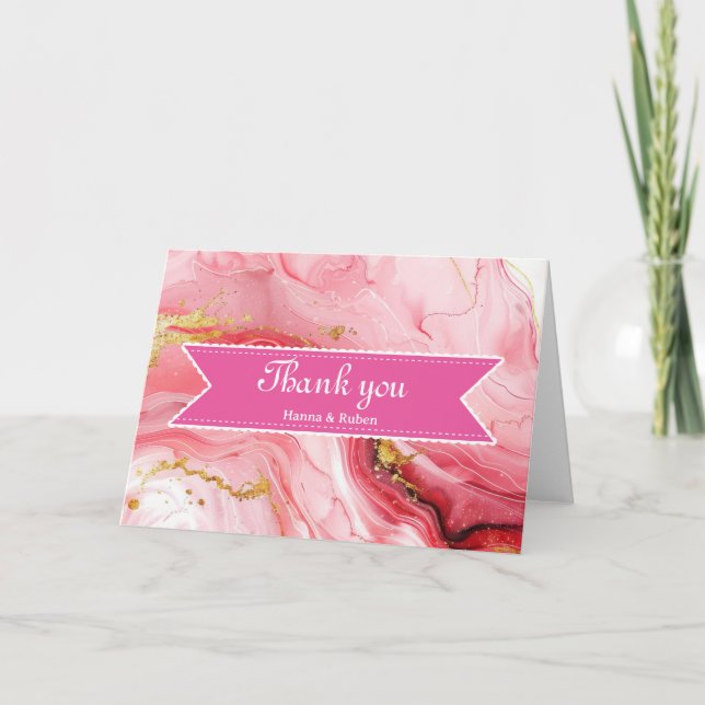 Pink Ribbon mit weißer Grenze Niedlich Danke (Vorderseite)