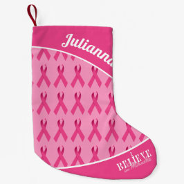 Pink Ribbon Muster Ich glaube an Wunder Kleiner Weihnachtsstrumpf