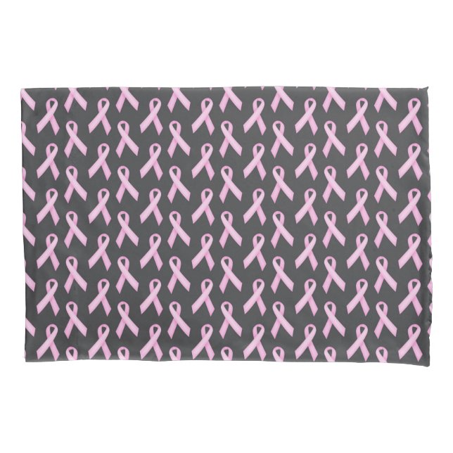 Pink Ribbon on Black - Breast Cancer Awareness Kissenbezug (Vorderseite)