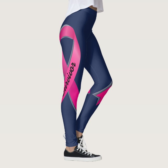 Pink Ribbon personalisieren 2 Brustkrebsüberlebung Leggings (Rechts)