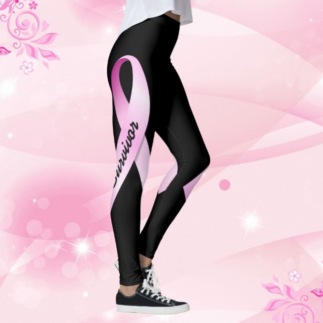 Pink Ribbon personalisieren Brustkrebsüberlebung Leggings (Von Creator hochgeladen)