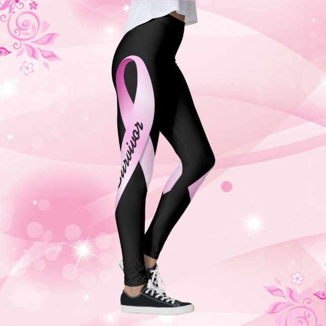 Pink Ribbon personalisieren Name Brustkrebs-Unters Leggings (Von Creator hochgeladen)