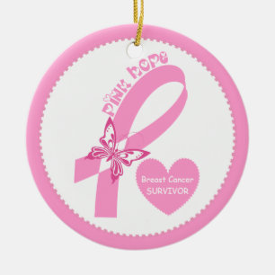 Pink Ribbon Pink Hope Brustkrebs Bewusstsein Keramik Ornament