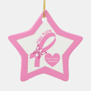 Pink Ribbon Pink Hope Brustkrebs Bewusstsein Keramik Ornament