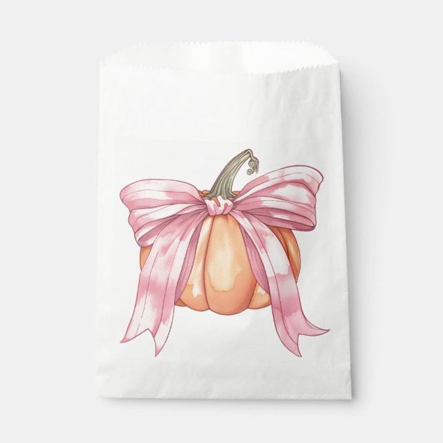 Pink Ribbon Pumpkin, Coquette Fall Pumpkin Bow Geschenktütchen (Vorderseite)