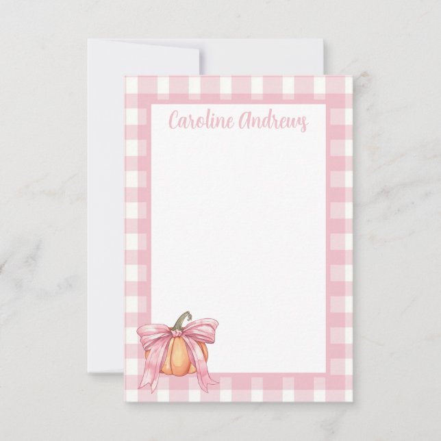 Pink Ribbon Pumpkin, Coquette Pink Stationery Dankeskarte (Vorderseite)