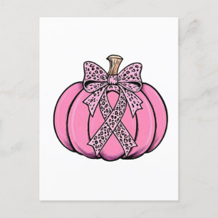 Pink Ribbon Pumpkin Gesicht Halloween Brustkrebs Ankündigungspostkarte