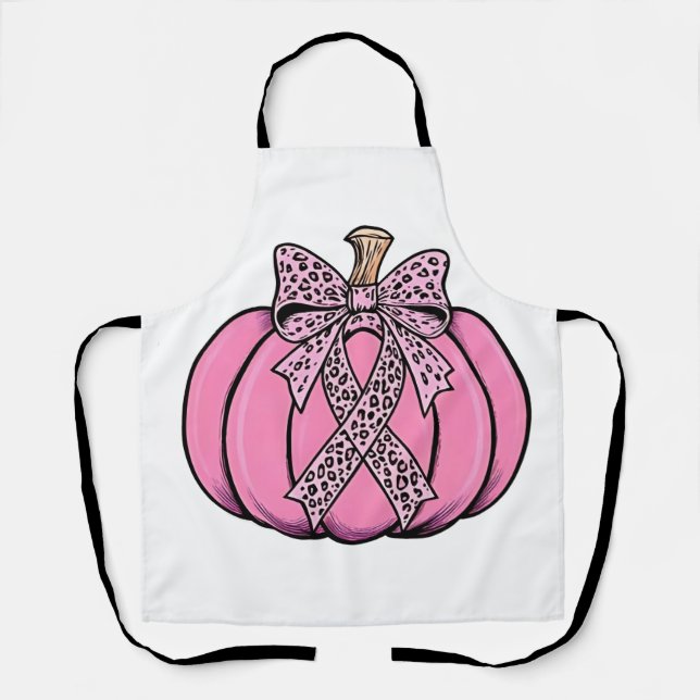 Pink Ribbon Pumpkin Gesicht Halloween Brustkrebs Schürze (Vorderseite)
