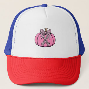 Pink Ribbon Pumpkin Gesicht Halloween Brustkrebs Truckerkappe