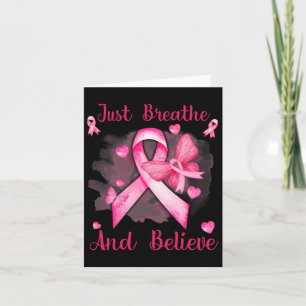 Pink Ribbon Schmetterling atmen und glauben Brust  Karte