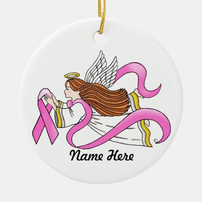 "Pink Ribbon"-Sensibilisierungsgeländer Keramik Ornament (Vorne)