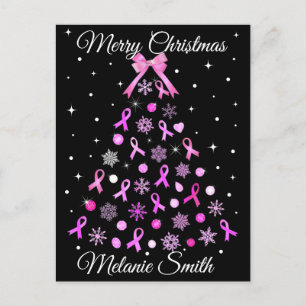 Pink Ribbon Snowflake Weihnachtsbaum Postkarte