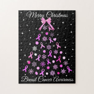 Pink Ribbon Snowflake Weihnachtsbaum Puzzle