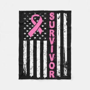 Pink Ribbon Survivor American Flag Brustkrebs A Fleecedecke