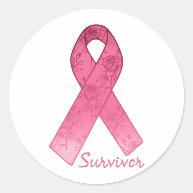 Pink Ribbon Survivor Runder Aufkleber (Vorderseite)